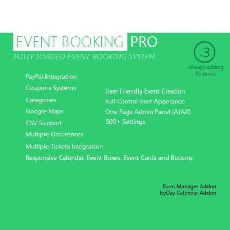 Event Booking Pro – WP Plugin [paypal or offline]